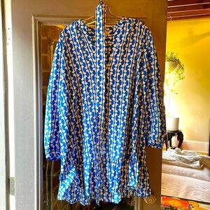 Zara Blue and Cream Dress, Large